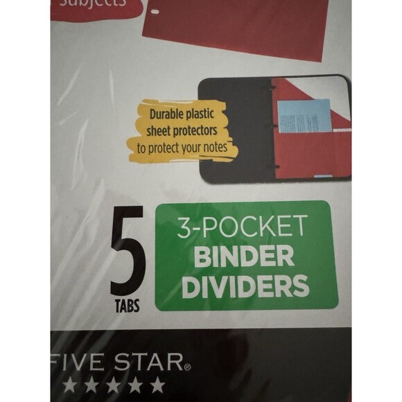Five Star Flex Divider Note Protector 5 Tabs, Subject Dividers Office School x 2 - Picture 5 of 6